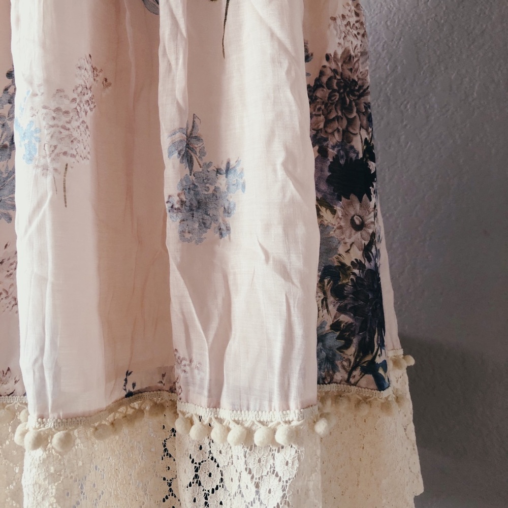 Vintage Blush Pink & Navy Flowy Shirt